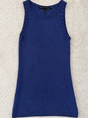 White House Black Market Blue Metallic Shimmer Knit Top